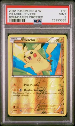 2012 POKEMON BLACK & WHITE BOUNDARIES CROSSED #50 PIKACHU REV FOIL REVERSE PSA 9 - Image 1