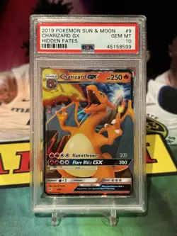 Charizard GX 2019 Pokemon S&M Hidden Fates #9/68 Graded PSA 10 Full Art Slab - Image 1