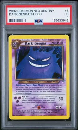 PSA 1 PR 2002 Neo Destiny Dark Gengar 6/105 Holo Foil Rare Pokemon Card - Image 1