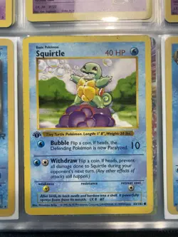 Vintage Pokemon - Squirtle 63/102 - 1st Edition Shadowless - Base Set - MP - Image 1