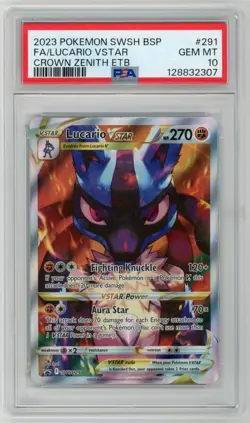 2023 POKEMON SWSH BLACK STAR PROMO #291 FULL ART/LUCARIO VSTAR PSA 10 - Image 1