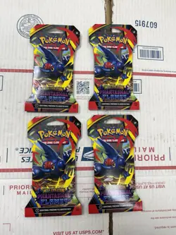 Pokemon TCG Mega Evolution Phantasmal Flames 4x Sleeved Booster Pack Art Set NEW - Image 1