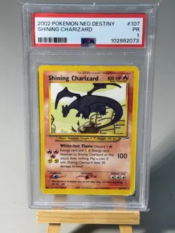 Pokemon TCG Shining Charizard Neo Destiny Holo Card 107/105 Unlimited Rare PSA 1 - Image 1