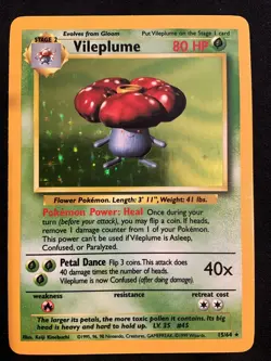 Pokemon TCG Vileplume (No Set Symbol Error) Jungle 15/64 Holo Holo Rare - Image 1