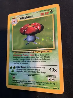 Pokemon TCG Vileplume (No Set Symbol Error) Jungle 15/64 Holo Holo Rare - Image 3