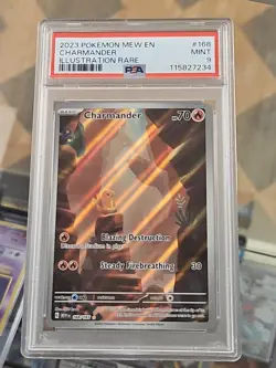 2023 POKEMON MEW EN-151 ILLUSTRATION RARE #168 CHARMANDER PSA 9 - Image 1