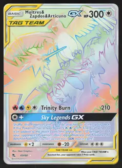 Moltres & Zapdos & Articuno GX 69/68 Secret Rare Pokemon TCG Hidden Fates NM - Image 1
