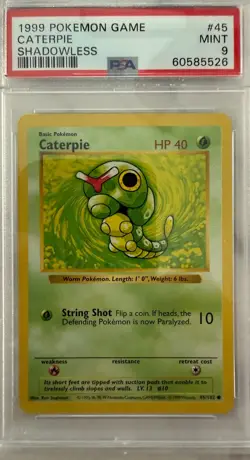 1999 Pokemon Game Caterpie Shadowless Mint 9 - Image 1