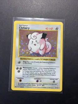 Clefairy 005/102 Base Set (Shadowless) Holo Unlimited Pokemon WOTC LP- - Image 1