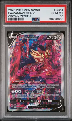 2023 POKEMON SWORD & SHIELD CROWN ZENITH #GG54 FULL ART/ZAMAZENTA V PSA 10 - Image 1