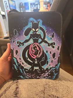Pokemon Card Binder Mewtwo Black 50 Sheet 400 Card Holder Zipper Close - Image 1