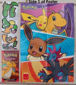 2 HYDREIGON Pokemon Happy Meal Toys #10 NEW 8 Cards+2Posters+Stickers - Image 3