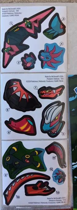 2025 Pikachu&Dragonite Pokemon Happy Meal Toy #1 NEW 4 Cards+Poster+Stickers - Image 5