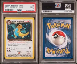 SWIRL! 2000 Pokemon Rocket Dark Dragonite 5/82 Holo Card PSA 9 Mint - Image 1