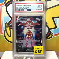 2023 PSA 10 Pokemon Crown Zenith Deoxys VMAX Full Art GG45/GG70 Card Gem Mint - Image 1