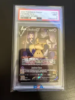 PSA 9 MINT Mimikyu V TG16 Brilliant Stars Trainer Gallery 2022 Pokemon Card - Image 1