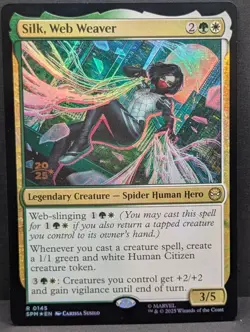 Silk, Web Weaver PreReelease FOIL Marvel's Spider-Man MTG Magic NM - Image 1