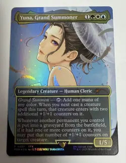 Yuna, Grand Summoner Promo 0001 Final Fantasy Mtg Borderless Foil - Image 1