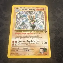 Pokemon TCG Giovanni's Machamp Holo Unlimited Rare Card Gym Challenge - Image 1