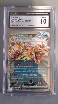 CGC 10 Charizard ex 125/197 PLAY! PRIZE PACK Obsidian Flames Pokemon Card - Image 1