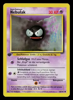 Pokemon Card - Gastly Nebulak German 1st Edition Base Set 50/102 Common - Image 1
