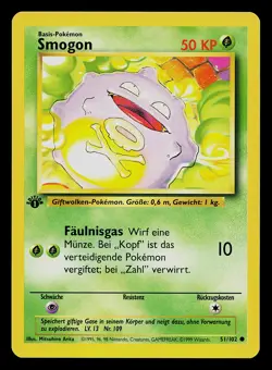 Pokemon Card - Koffing Smogon German 1st Edition Base Set 51/102 - Image 1