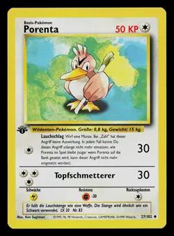 Pokemon Card - Farfetch'd Porenta German 1st Edition Base Set 27/102 Uncommon - Image 1