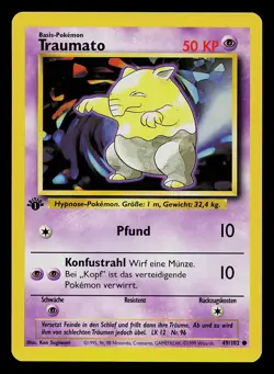 Pokemon Card - Drowzee Traumato German 1st Edition Base Set 49/102 Common - Image 1