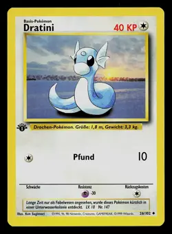 Pokemon Card - Dratini German 1st Edition Base Set 26/102 Uncommon - Image 1