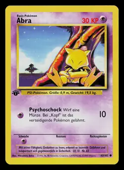 Pokemon Card - Abra German 1st Edition Base Set 43/102 Common - Image 1
