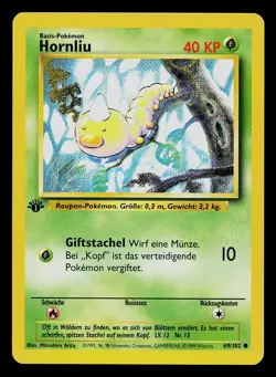 Pokemon Card - Weedle Hornliu German 1st Edition Base Set 69/102 Common - Image 1