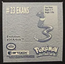 Ekans 23 Artbox Series 1 Stickers Vintage Pokemon Trading Card Game 1999 NM - Image 2