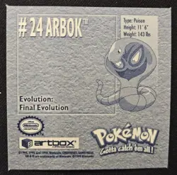 Arbok 24 Artbox Series 1 Stickers Vintage Pokemon Trading Card Game 1999 NM - Image 2