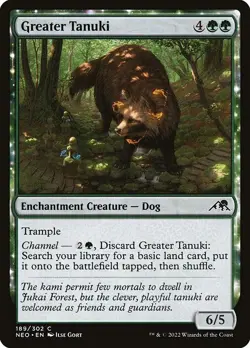 (1x FOIL) GREATER TANUKI - Kamigawa: Neon Dynasty - MTG Magic the Gathering Card - Image 1