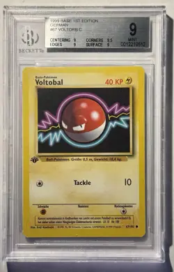 Pokemon TCG Voltorb Base Set 67/102 Regular 1st Edition German Voltobal *chipped - Image 1