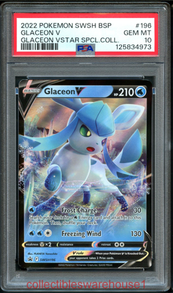Pokemon Promo Glaceon V SWSH196 PSA 10 - Image 1