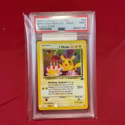 2000 POKEMON PROMO BLACK STAR #24 Birthday Pikachu Holo PSA 9 - Image 1