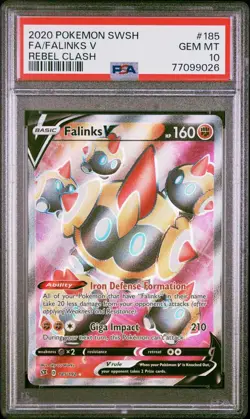 PSA 10 GEM MINT Falinks V 185/192 Rebel Clash Full Art Ultra Rare Holo Pokemon - Image 1
