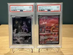 Pokemon TCG 151 UPC Promo Set Mew SVP053 Mewtwo SVP052 PSA 9 - Image 3