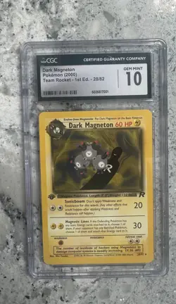 Dark Magneton 28/82 1st Edition Non-Holo Pokemon Team Rocket CGC 10 Gem Mint - Image 1