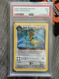 Dark Dragonite Pokemon Team Rocket NON HOLO 22/82 Regular Rare PSA5 - Image 1