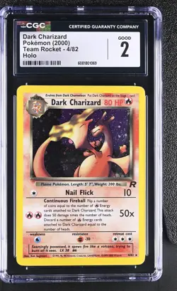 CGC 2 Dark Charizard 2000 Team Rocket 4/82 Holo Pokemon Card - Image 1