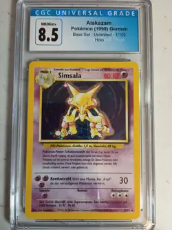 "Simsala" Alakazam Base Set GERMAN Unl Holo Pokemon Card 1/102 CGC 8.5 NM/Mint+ - Image 1