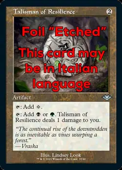 MTG TALISMAN OF RESILIENCE FOIL EXC - TALISMANO RESISTENZA MH2 RETRO IT ETCHED - Image 1