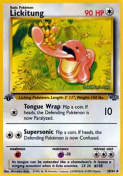 Lickitung - 38/64 - Uncommon - 1st Edition PL/MP, English Pokemon Jungle - Image 1