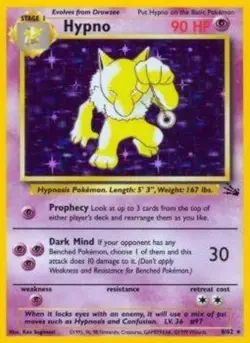Hypno - 8/62 - Holo Rare - Unlimited Edition DMG, English Pokemon Fossil - Image 1