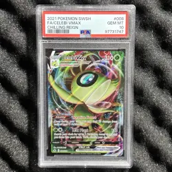2021 POKEMON SWORD & SHIELD CHILLING REIGN #008 FULL ART/CELEBI VMAX PSA 10 - Image 1