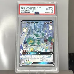 2019 POKEMON SUN & MOON HIDDEN FATES FULL ART ZYGARDE GX SV65/SV94 PSA 10 - Image 1