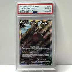 2022 Pokemon Sword Shield Full Art Silver Tempest Regidrago V #184/195 PSA 10 - Image 1