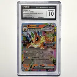 2025 Pokemon Prismatic Evolutions Flareon ex 014/131 Stamped Promo CGC 10 - Image 1